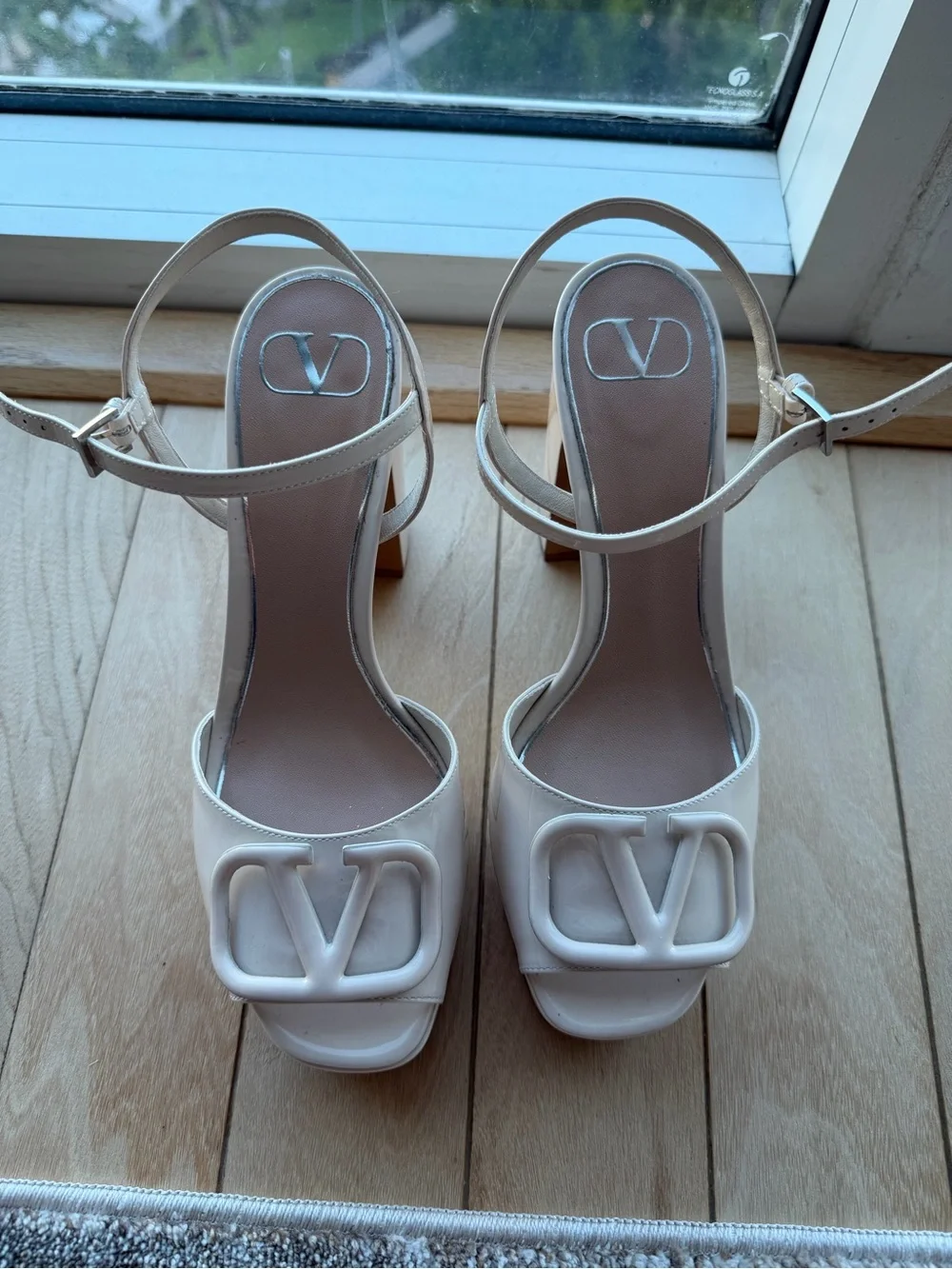 Valentino Garavani Cream Platform Block Sandals